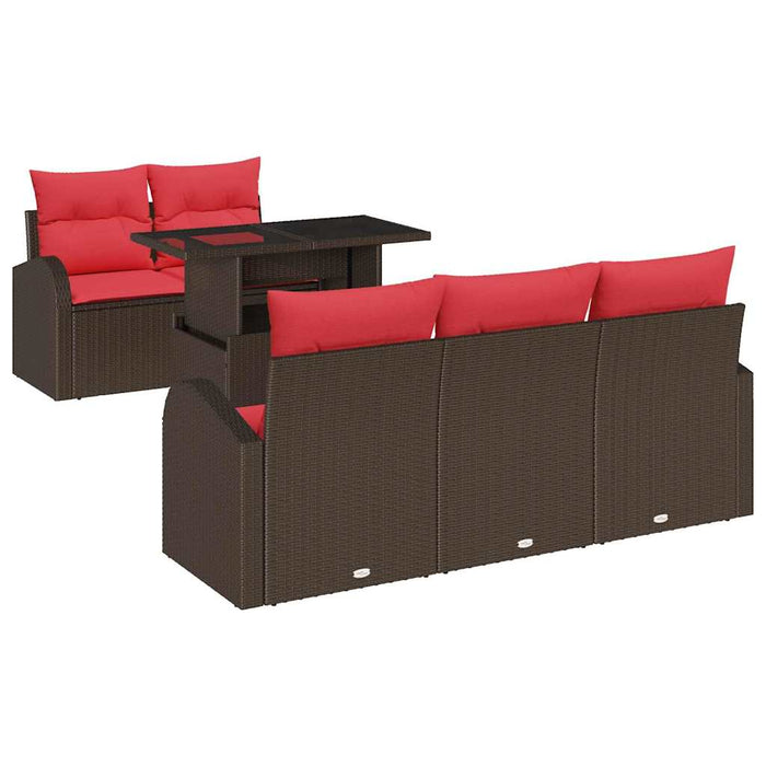 Set de canapele pentru grădină cu pernă 6 pcs Maro Poli Rattan WALTI