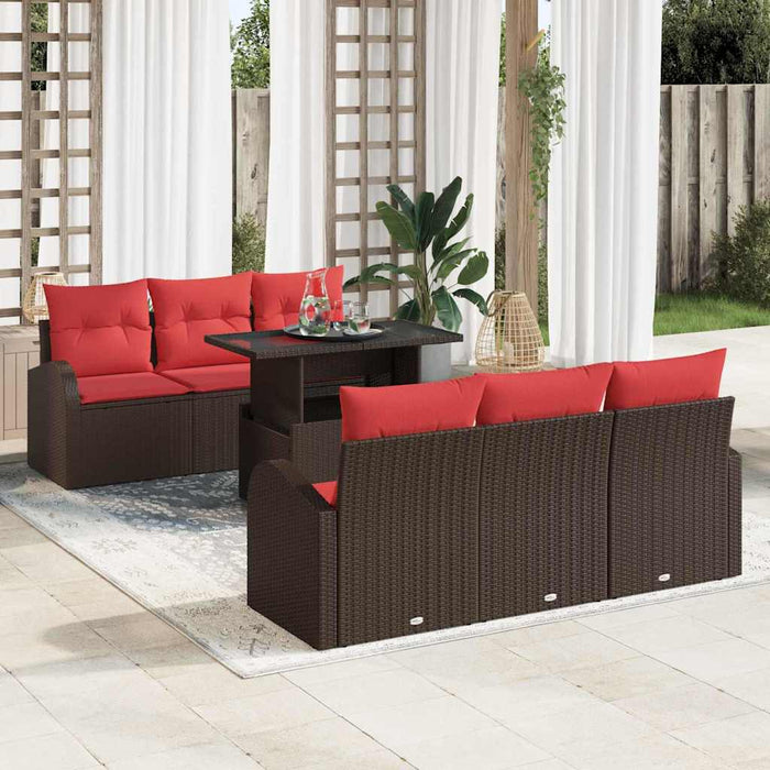 Set de canapele pentru grădină cu pernă 7 pcs Maro Poli Rattan WALTI