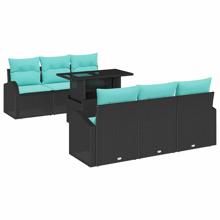 Set de canapele pentru grădină cu pernă 7 pcs Negru Poli Rattan WALTI
