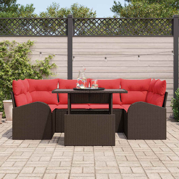 Set de canapele pentru grădină cu pernă 7 pcs Maro și roșu - WALTI WALTI