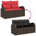 Set de canapele pentru grădină cu pernă 7 pcs Maro și roșu - WALTI WALTI