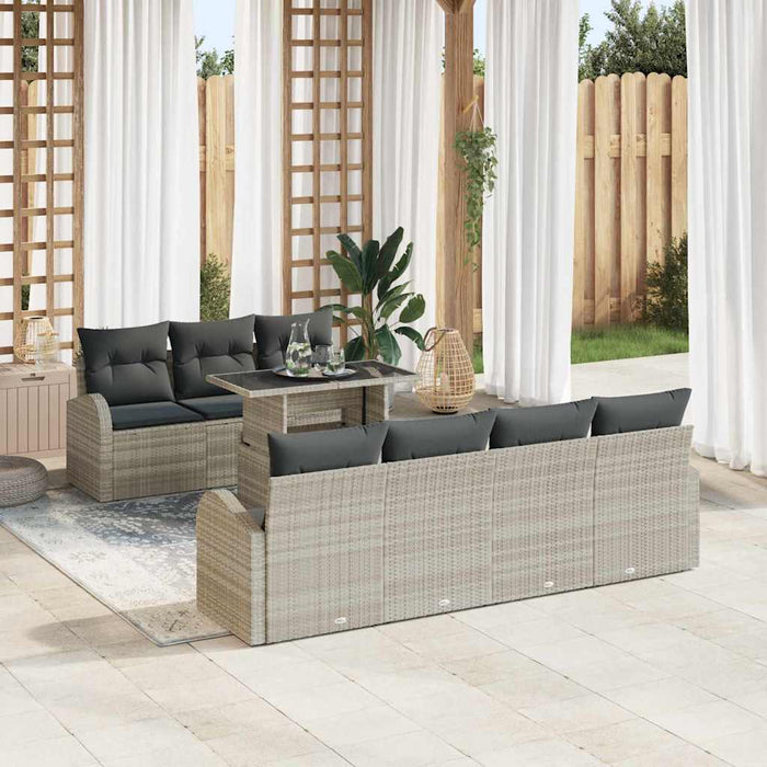 Set de canapele pentru grădină cu pernă 8 pcs Gri deschis - WALTI WALTI