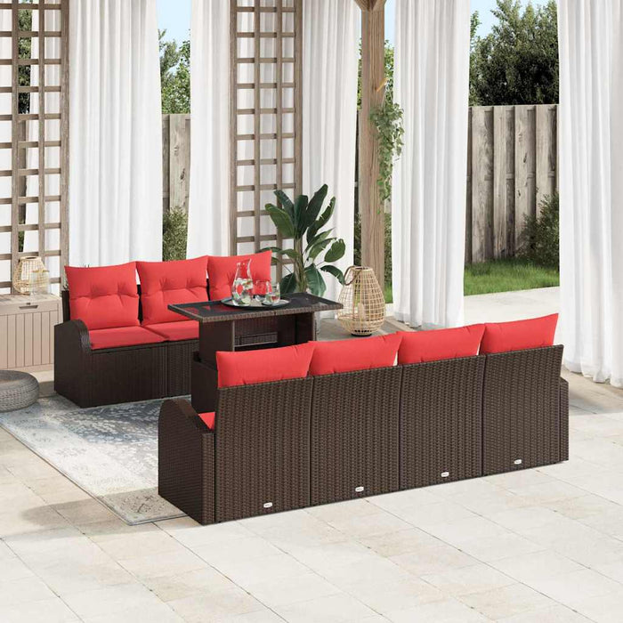 Set de canapele pentru grădină cu pernă 8 pcs Maro Poli Rattan WALTI