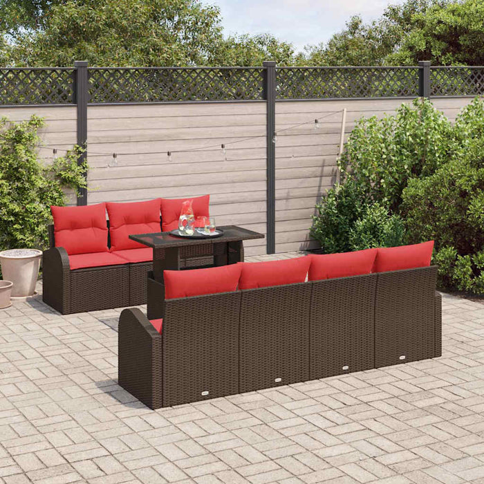 Set de canapele pentru grădină cu pernă 8 pcs Maro Poli Rattan WALTI