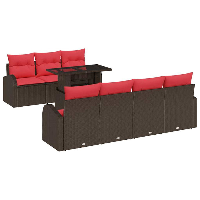 Set de canapele pentru grădină cu pernă 8 pcs Maro Poli Rattan WALTI