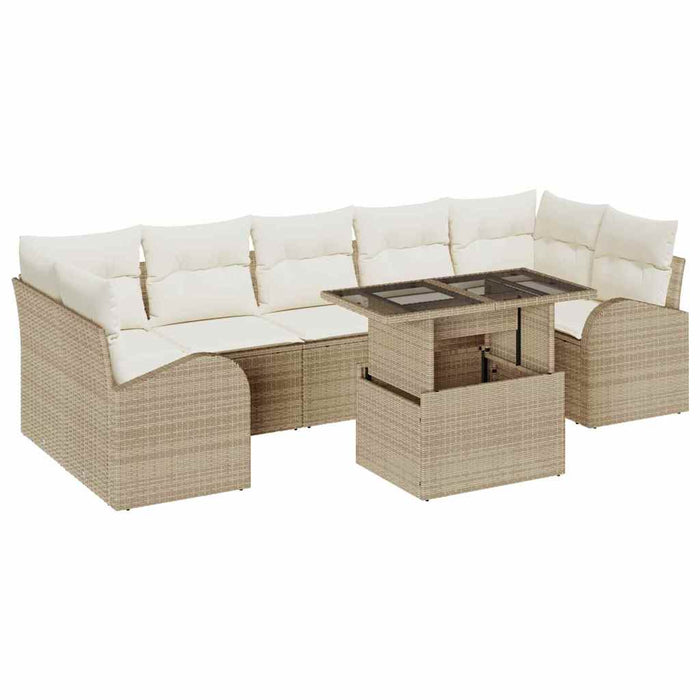 Set de canapele pentru grădină cu pernă 8 pcs Bej Poli Rattan - WALTI WALTI