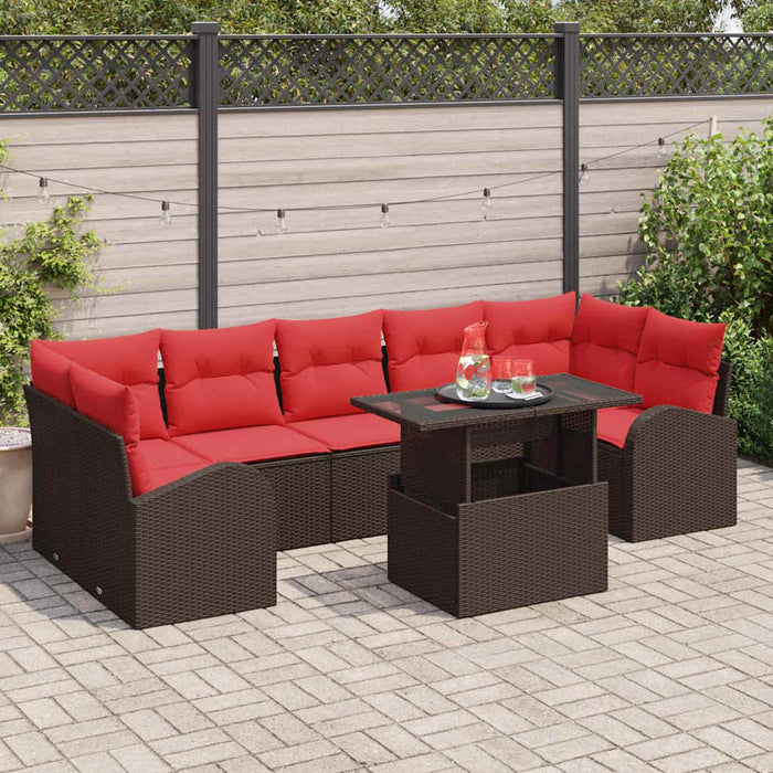 Set de canapele pentru grădină cu pernă 8 pcs Maro Poli Rattan WALTI