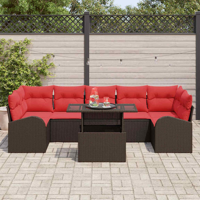 Set de canapele pentru grădină cu pernă 8 pcs Maro Poli Rattan WALTI