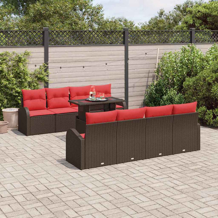 Set de canapele pentru grădină cu pernă 9 pcs Maro Poli Rattan WALTI