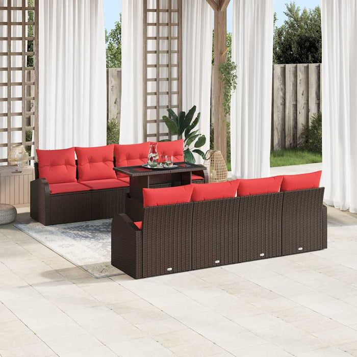 Set de canapele pentru grădină cu pernă 9 pcs Maro Poli Rattan WALTI