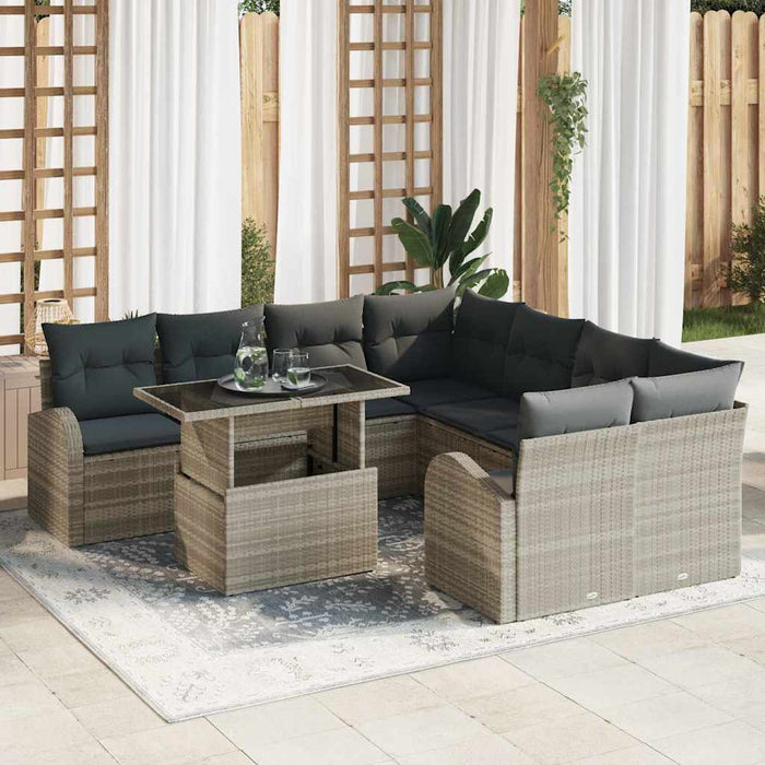Set de canapele pentru grădină cu pernă 9 pcs Gri deschis - WALTI WALTI