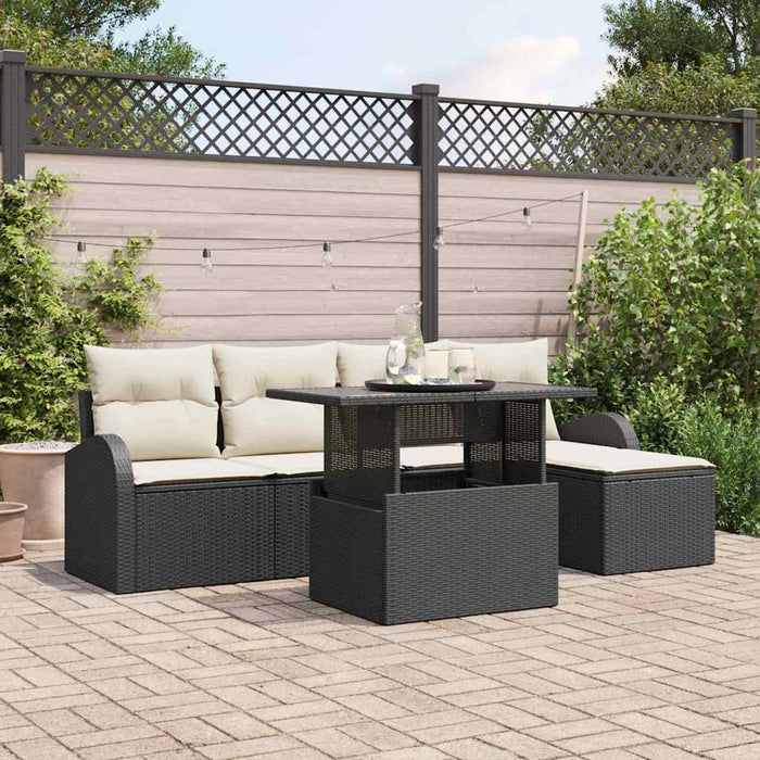 Set de canapele pentru grădină cu pernă 6 pcs Negru Rattan poli - WALTI WALTI