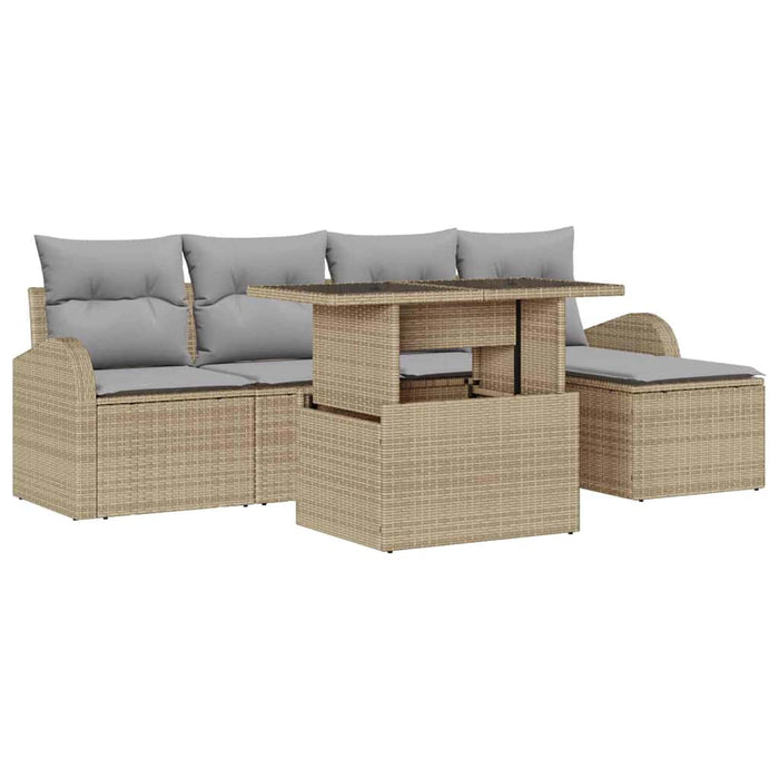 Set de canapele pentru grădină cu pernă 6 pcs Bej Rattan poli - WALTI WALTI