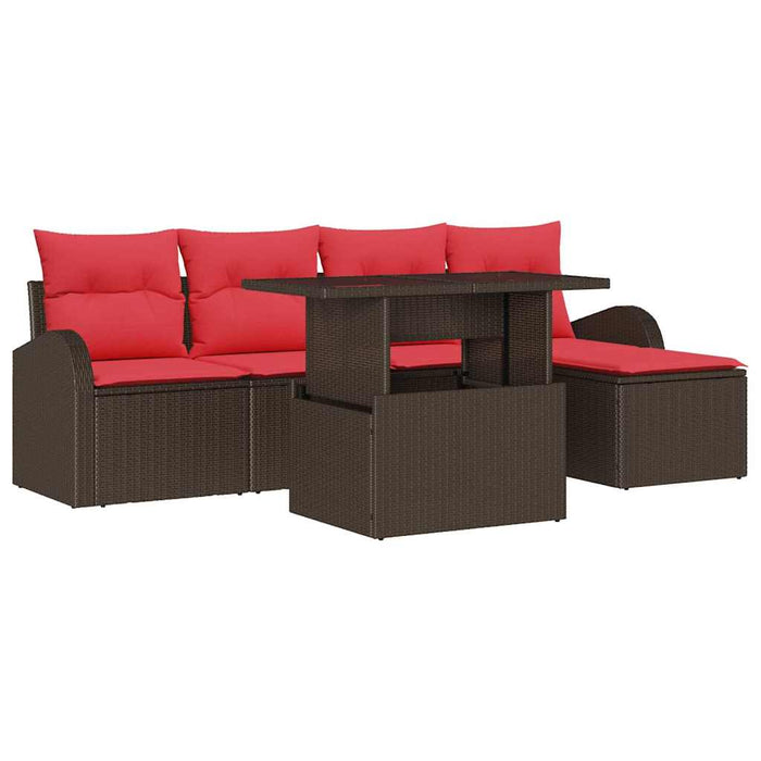 Set de canapele pentru grădină cu pernă 6 pcs Maro Rattan poli WALTI