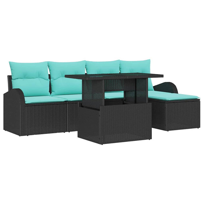 Set de canapele pentru grădină cu pernă 6 pcs Negru Rattan poli WALTI
