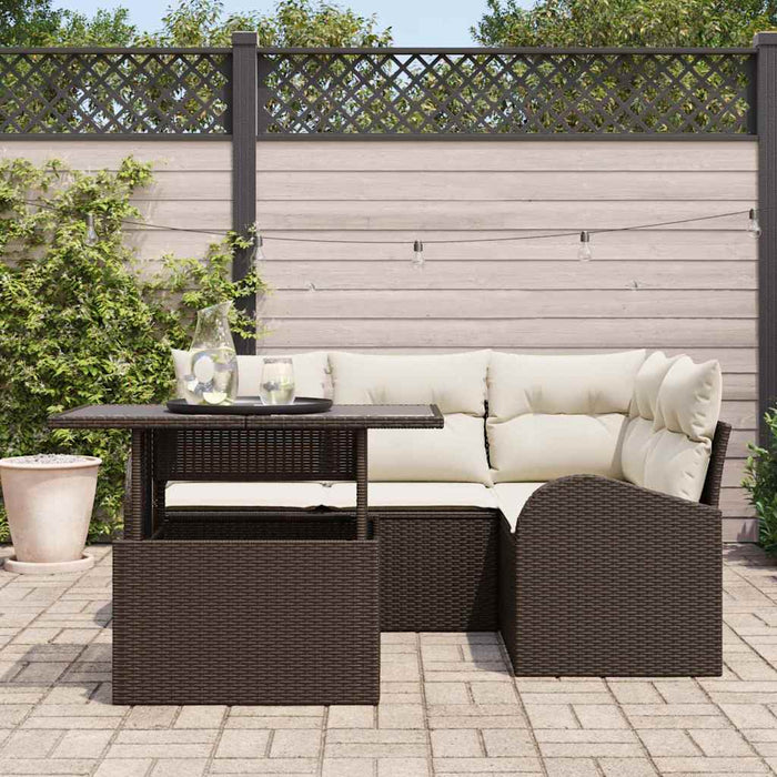Set de canapele pentru grădină cu pernă 5 pcs Maro Rattan poli - WALTI WALTI