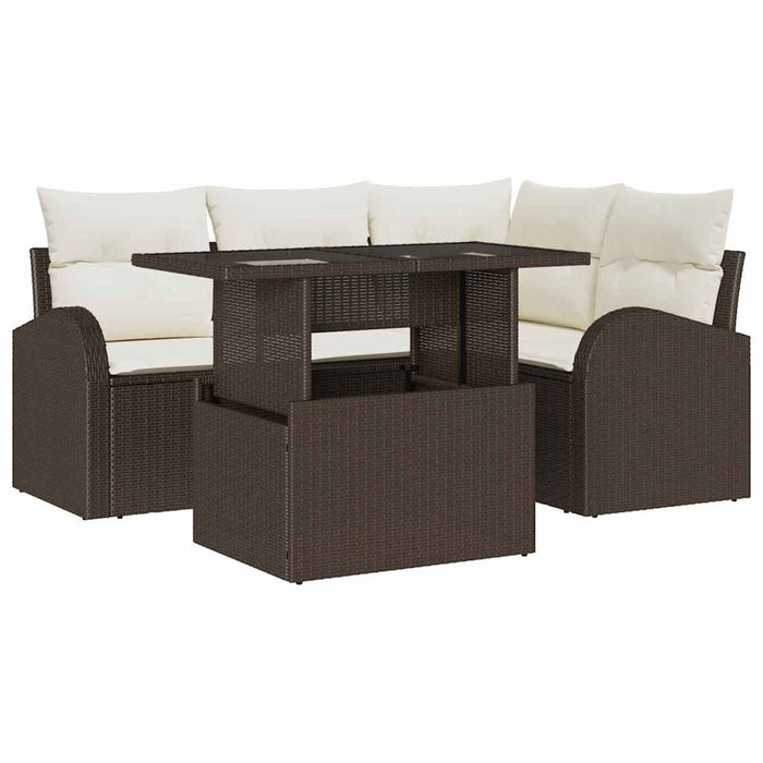 Set de canapele pentru grădină cu pernă 5 pcs Maro Rattan poli - WALTI WALTI
