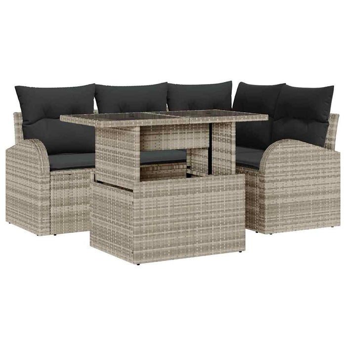 Set de canapele pentru grădină cu pernă 5 pcs Gri deschis - WALTI WALTI