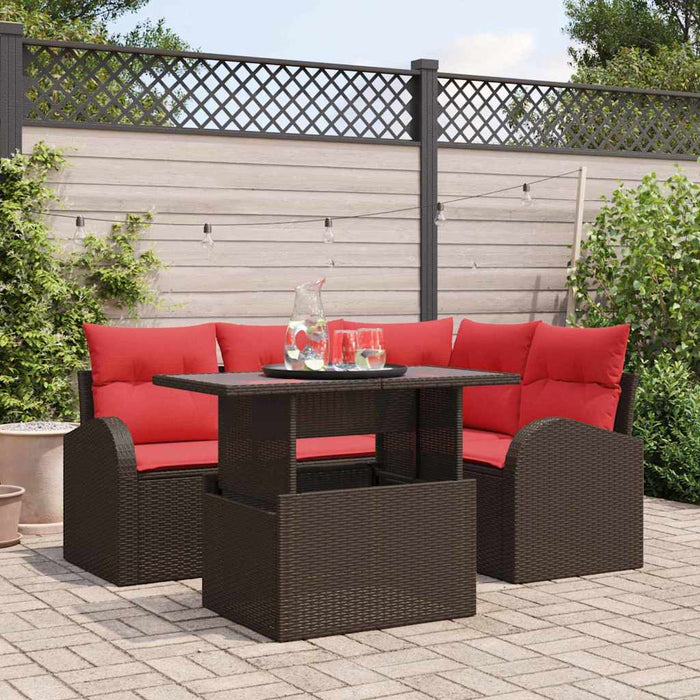 Set de canapele pentru grădină cu pernă 5 pcs Maro Rattan poli WALTI