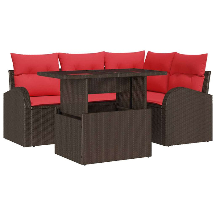 Set de canapele pentru grădină cu pernă 5 pcs Maro Rattan poli WALTI