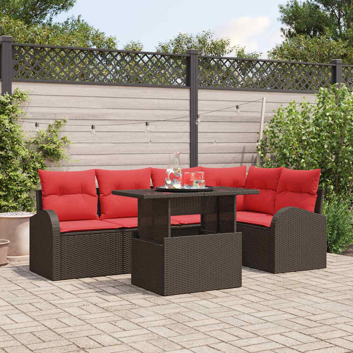 Set de canapele pentru grădină cu pernă 6 pcs Maro Rattan poli WALTI