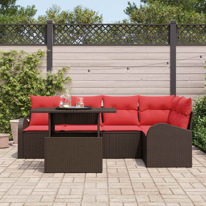 Set de canapele pentru grădină cu pernă 6 pcs Maro Rattan poli WALTI