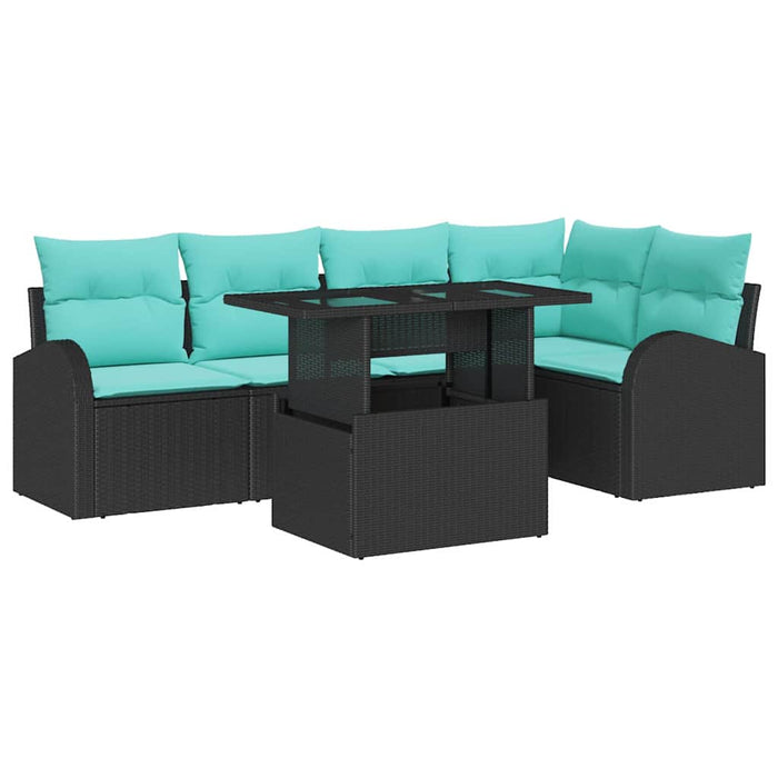 Set de canapele pentru grădină cu pernă 6 pcs Negru Rattan poli WALTI