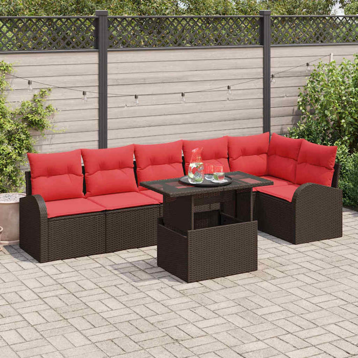 Set de canapele pentru grădină cu pernă 7 pcs Maro Rattan poli - WALTI WALTI