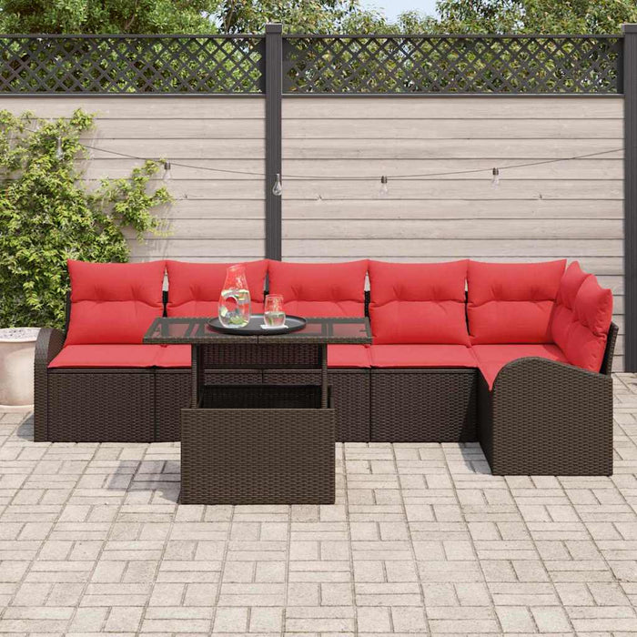 Set de canapele pentru grădină cu pernă 7 pcs Maro Rattan poli - WALTI WALTI
