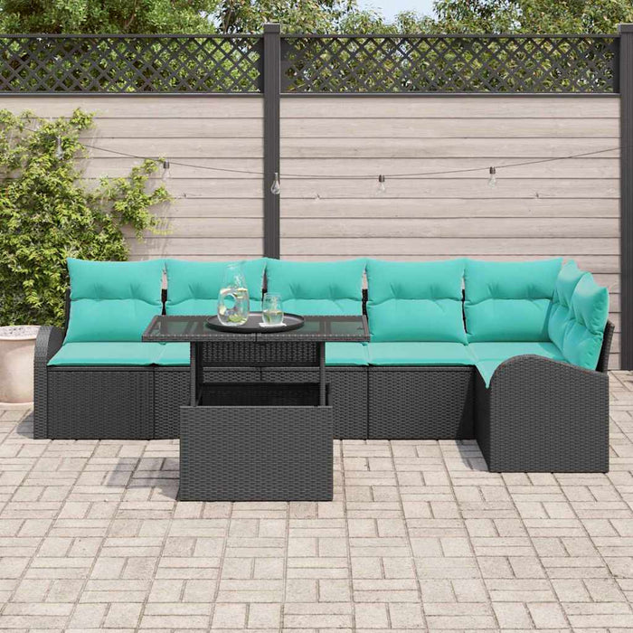 Set de canapele pentru grădină cu pernă 7 pcs Negru Rattan poli WALTI