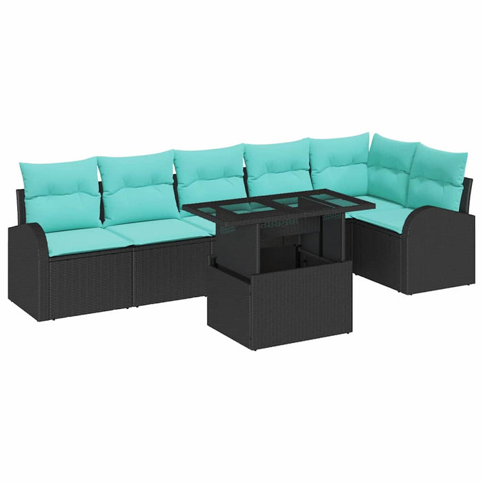 Set de canapele pentru grădină cu pernă 7 pcs Negru Rattan poli WALTI