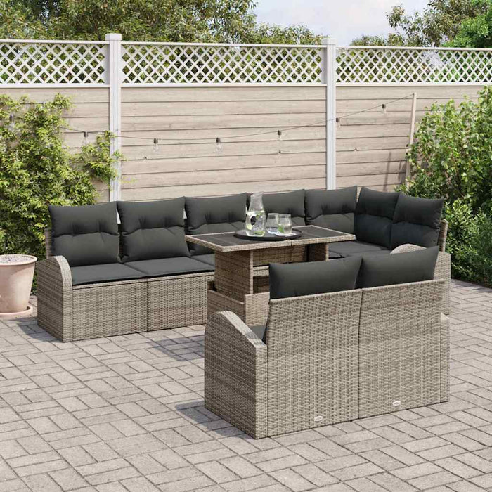 Set de canapele pentru grădină 9 pcs Gri Rattan poli - WALTI WALTI