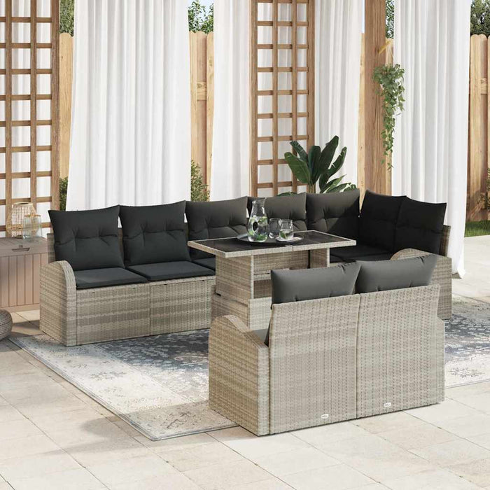 Set de canapele pentru grădină 9 pcs Gri deschis Rattan poli - WALTI WALTI