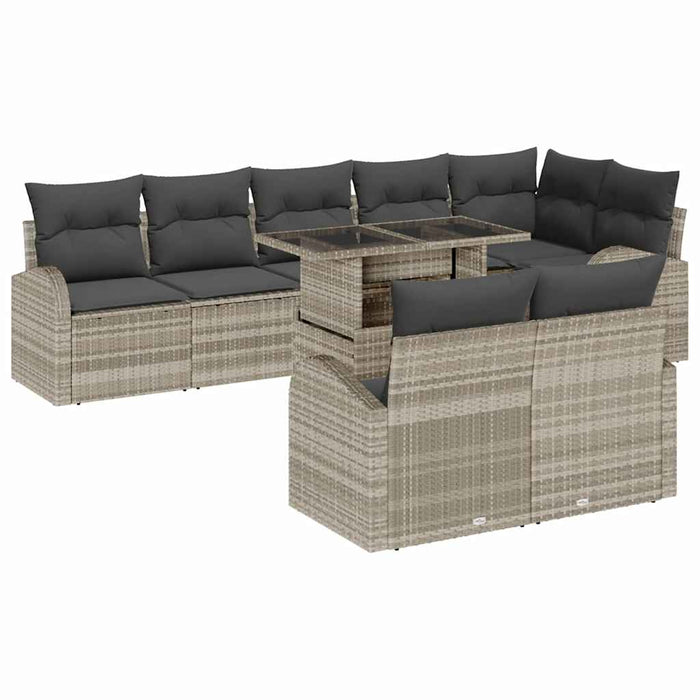 Set de canapele pentru grădină 9 pcs Gri deschis Rattan poli - WALTI WALTI