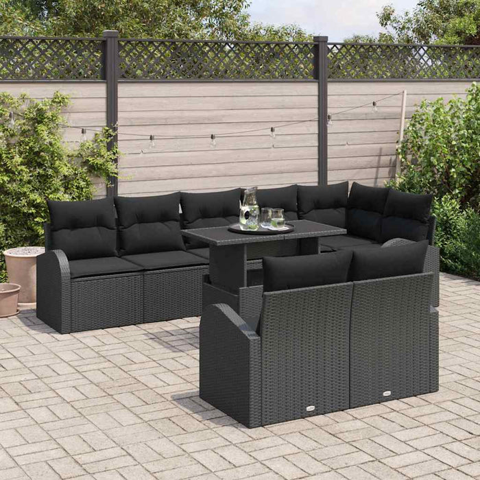 Set de canapele pentru grădină 9 pcs Negru Rattan poli - WALTI WALTI