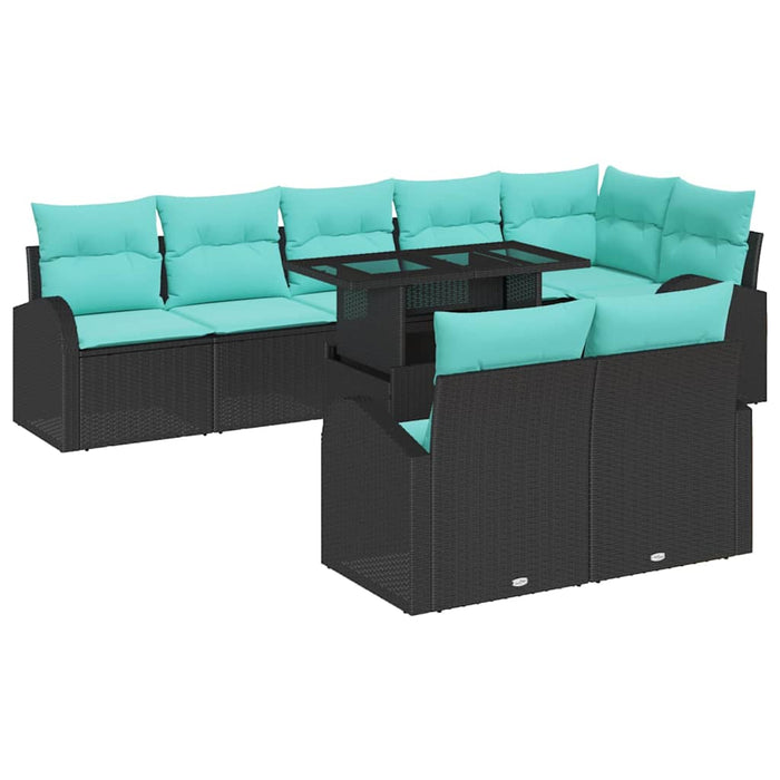 Set de canapele pentru grădină 9 pcs Negru Rattan poli WALTI