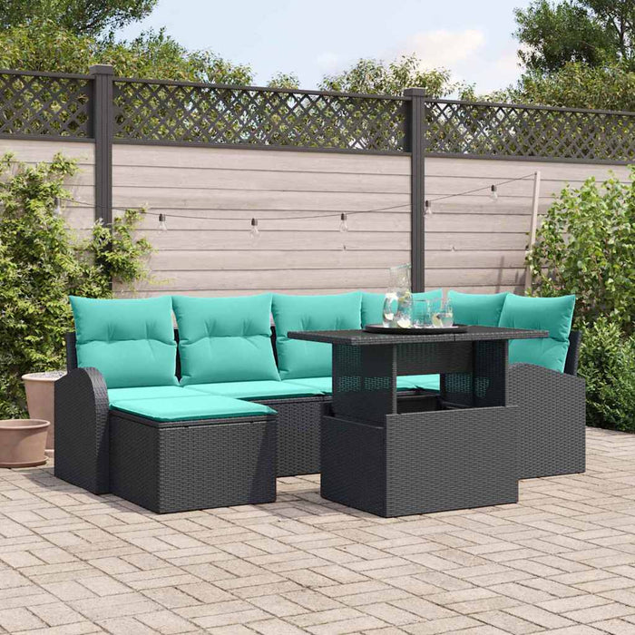 Set de canapele pentru grădină 7 pcs Negru Rattan poli WALTI