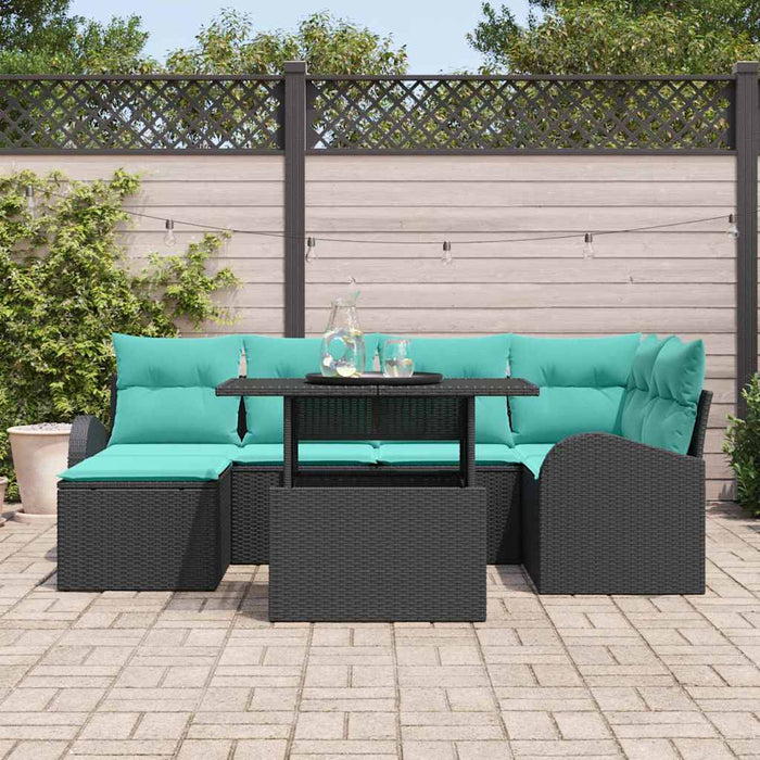 Set de canapele pentru grădină 7 pcs Negru Rattan poli WALTI
