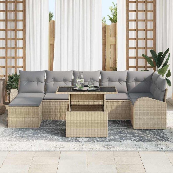 Set de canapele pentru grădină cu pernă 8 pcs Bej Rattan poli - WALTI WALTI