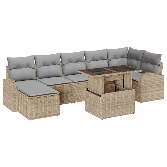 Set de canapele pentru grădină cu pernă 8 pcs Bej Rattan poli - WALTI WALTI