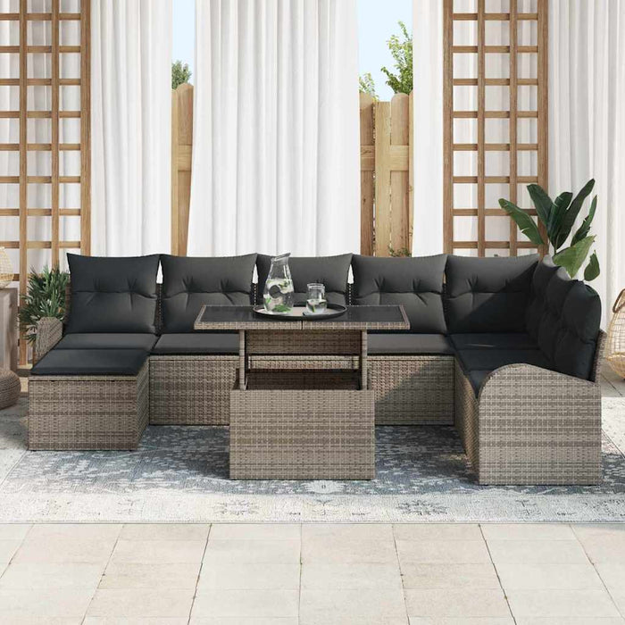 Set de canapele pentru grădină 9 pcs Gri Rattan poli - WALTI WALTI