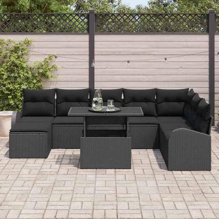 Set de canapele pentru grădină 9 pcs Negru Rattan poli - WALTI WALTI