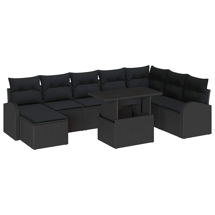 Set de canapele pentru grădină 9 pcs Negru Rattan poli - WALTI WALTI