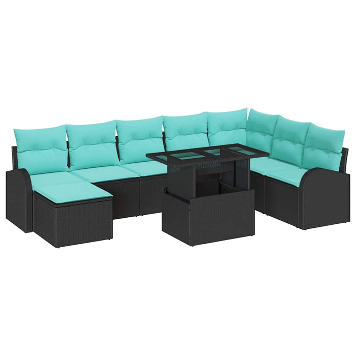 Set de canapele pentru grădină 9 pcs Negru Rattan poli WALTI