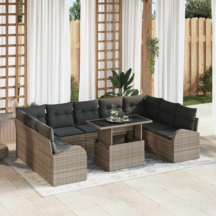 Set de canapele pentru grădină 10 pcs Gri Rattan poli - WALTI WALTI