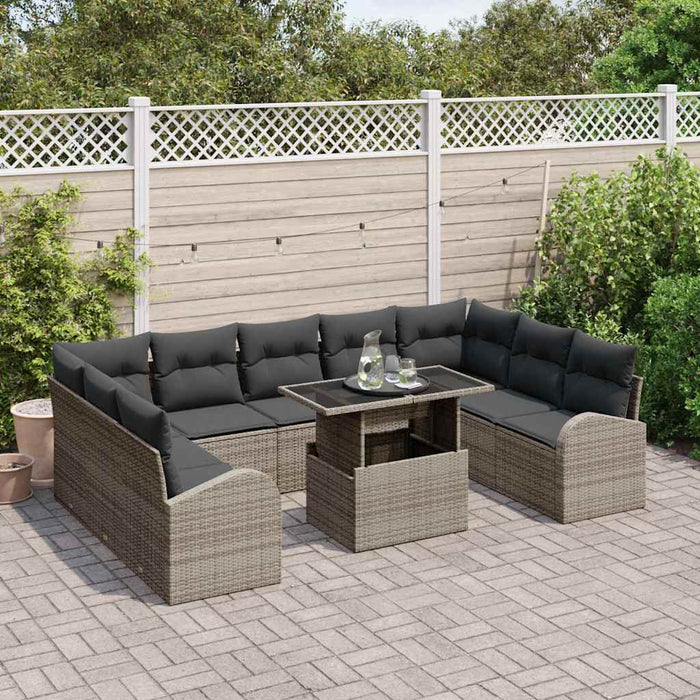 Set de canapele pentru grădină 10 pcs Gri Rattan poli - WALTI WALTI