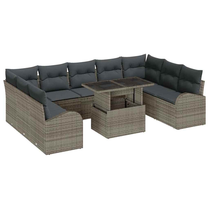 Set de canapele pentru grădină 10 pcs Gri Rattan poli - WALTI WALTI