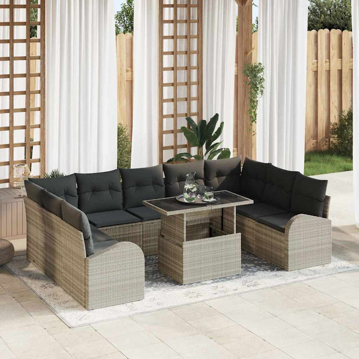 Set de canapele pentru grădină 10 pcs Gri deschis Rattan poli - WALTI WALTI