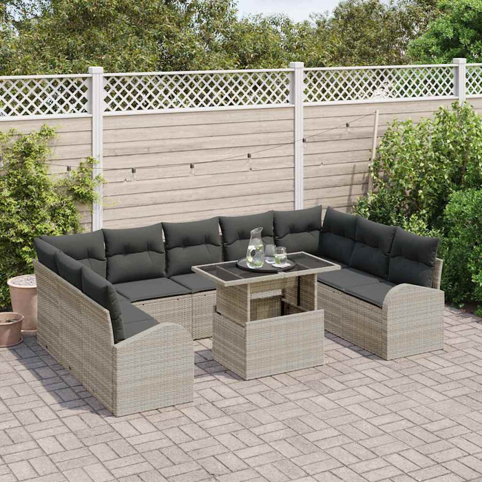 Set de canapele pentru grădină 10 pcs Gri deschis Rattan poli - WALTI WALTI