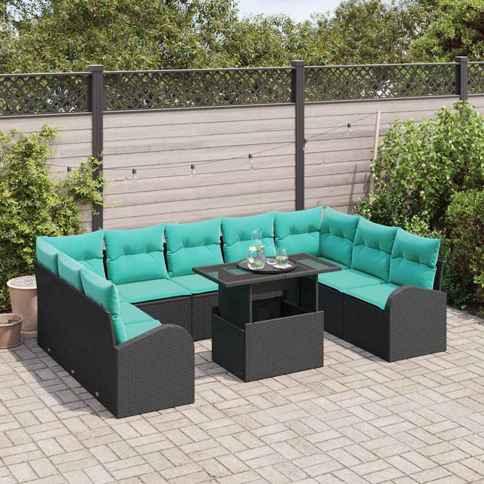Set de canapele pentru grădină 10 pcs Negru Rattan poli WALTI